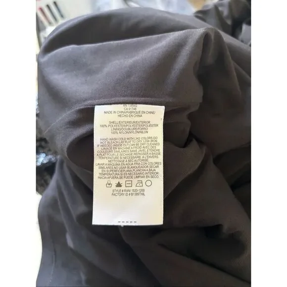 DRESS THE POPULATION Black Sequin Halter Low back midi Cocktail dress Size XXL - Picture 3 of 10